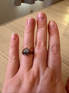 Handmade Copper Wire-Wrap Ring with Labradorite | Size 7.5